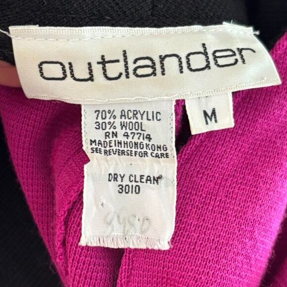 VTG OUTLANDER Artsy Long Line Open Cardigan  Sweater Coat  Fuchsia Pink  SZ M - Picture 7 of 9